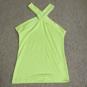 Lime green cross cross straps‎ tank top size small